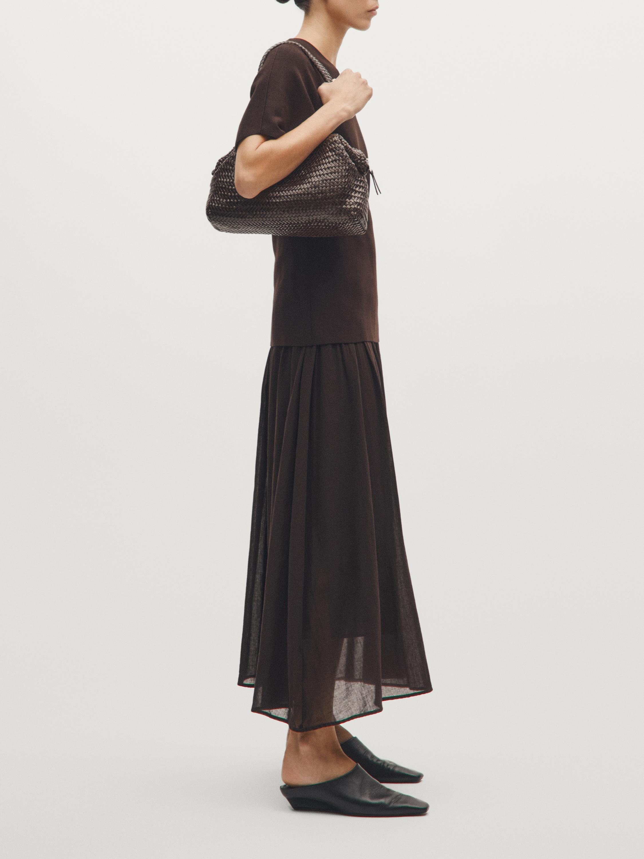 Braided nappa leather satchel bag